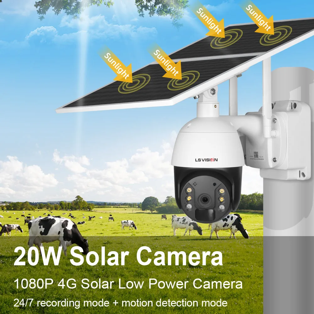 LS Vision NEW arrivals 20W Video Solar Camera 24 hours long video + low power sleep dual mode European version 4G Solar camera