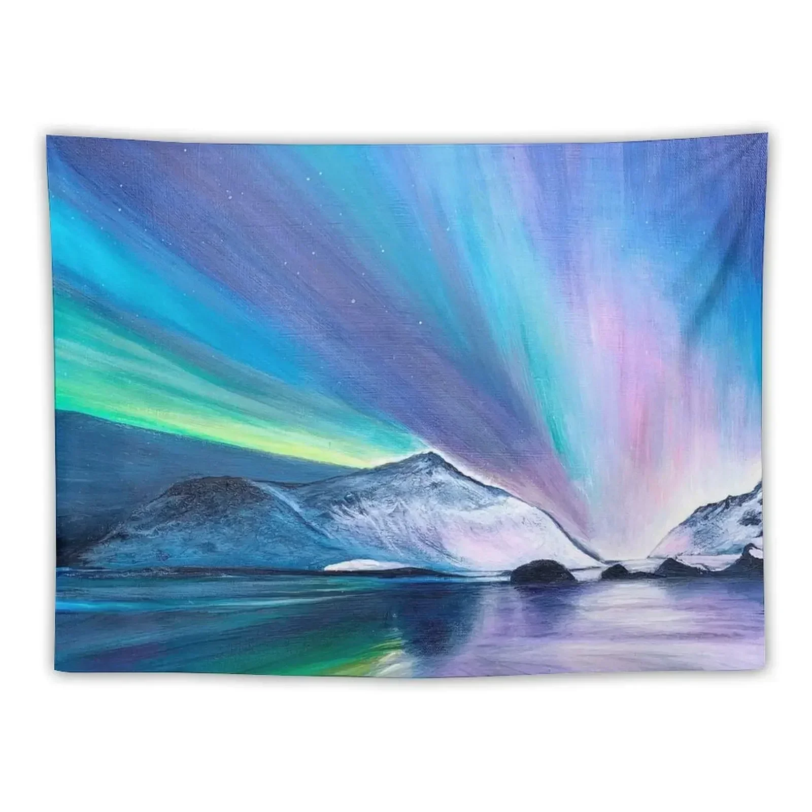 Northern Lights Acrylic painting by Linda Sholberg Tapestry Wall Mural Wallpaper Decoration For Rooms Kawaii Room Decor Tapestry