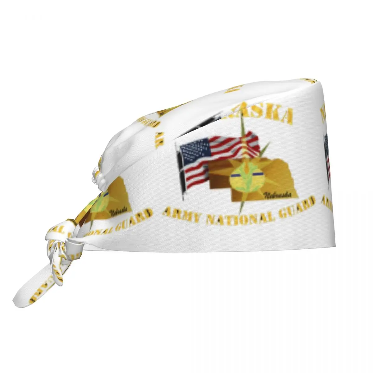 Gorro quirúrgico con la bandera del ejército de la guardia nacional de Nebraska, gorro quirúrgico unisex ajustable para enfermería, para dentistas