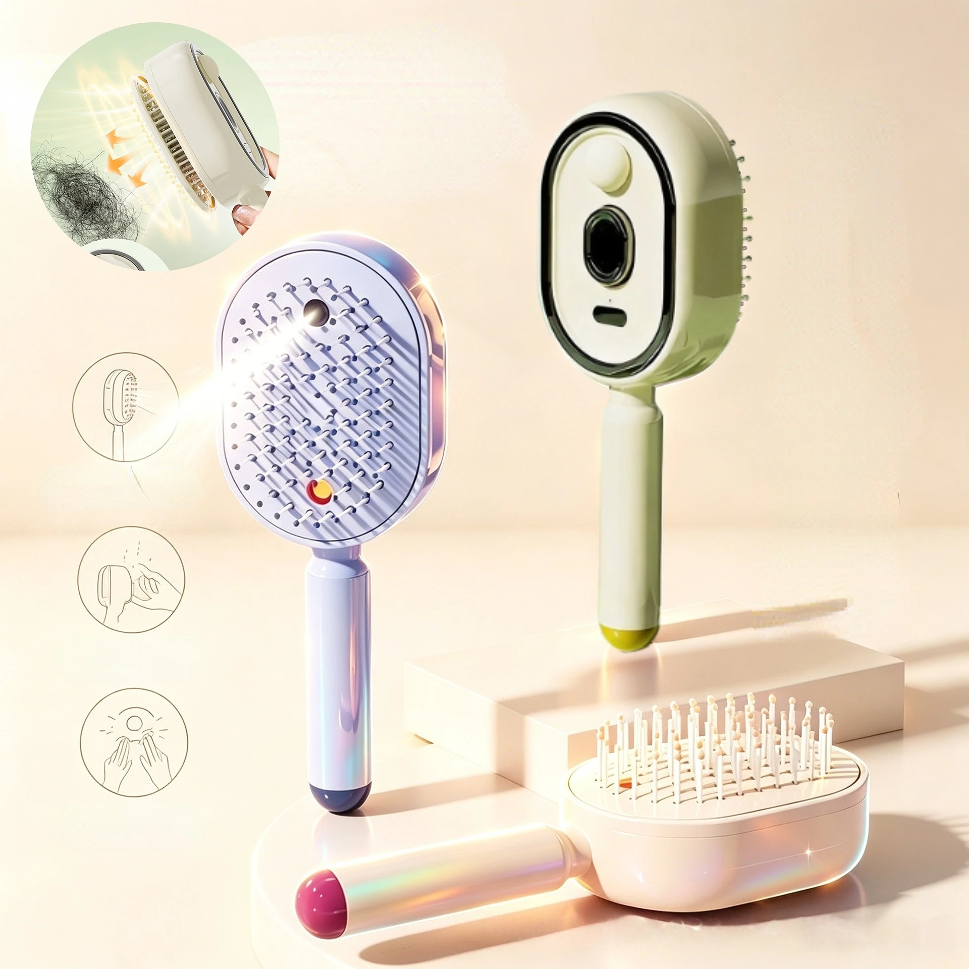 Electric Spray Hair Brush Rechargeable Steam Comb Air Cushion Massage For Fluffy Hair Straightening Anti-static Scalp Massager