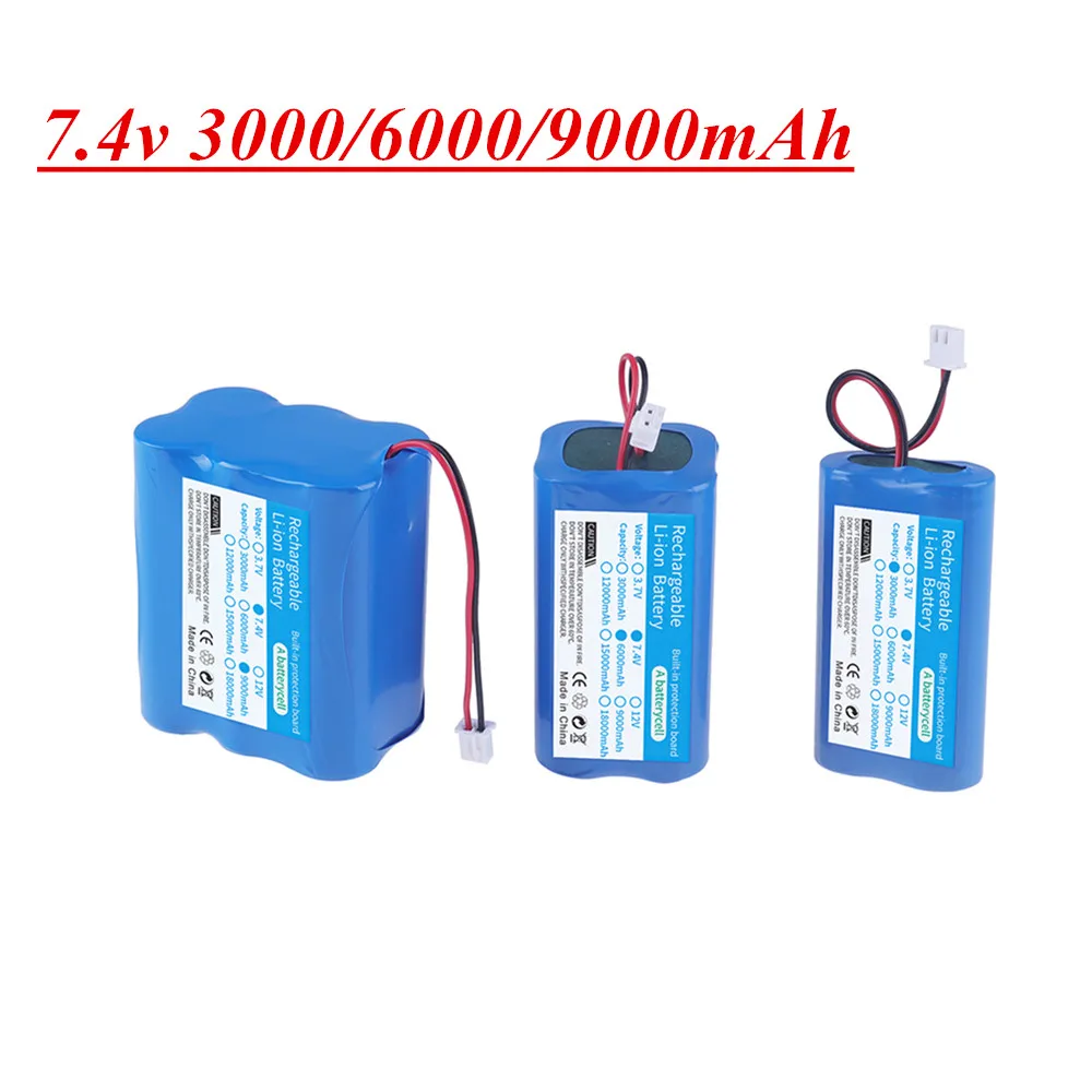 Bateria litowa 7,4 V 18650 6000 mAh/9000 mAh 12000 mAh akumulator płyta ochronna głośnika megafonu + wtyczka XH-2P