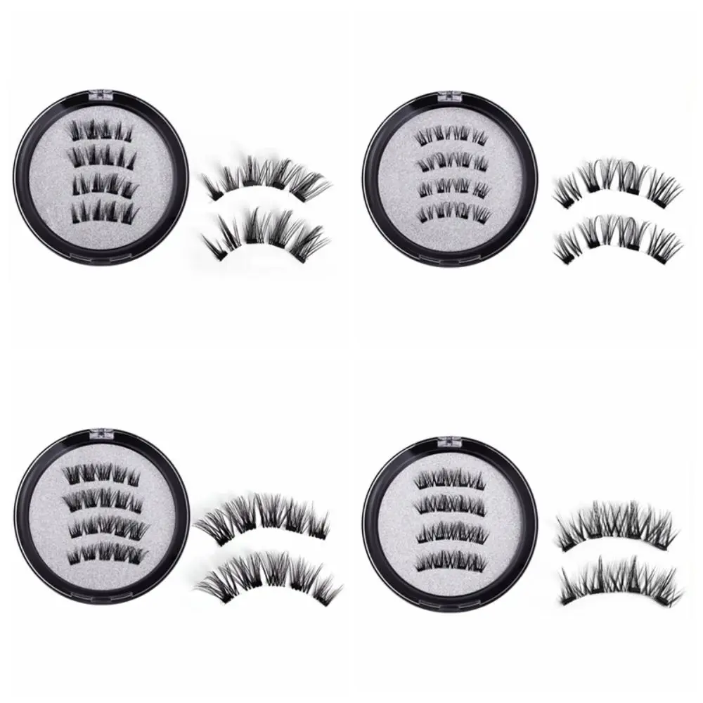 Natural Slimming Magnetic False Eyelashes Fluffy Wispy Handmade 3D Mink Lashes Reusable Non-adhesive False Eyelashes Set Women