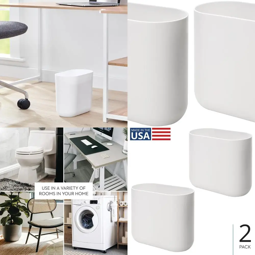 

Компактные двойные белые пластиковые мусорные баки для использования в ванной комнате, спальне, офисе и общежитии.