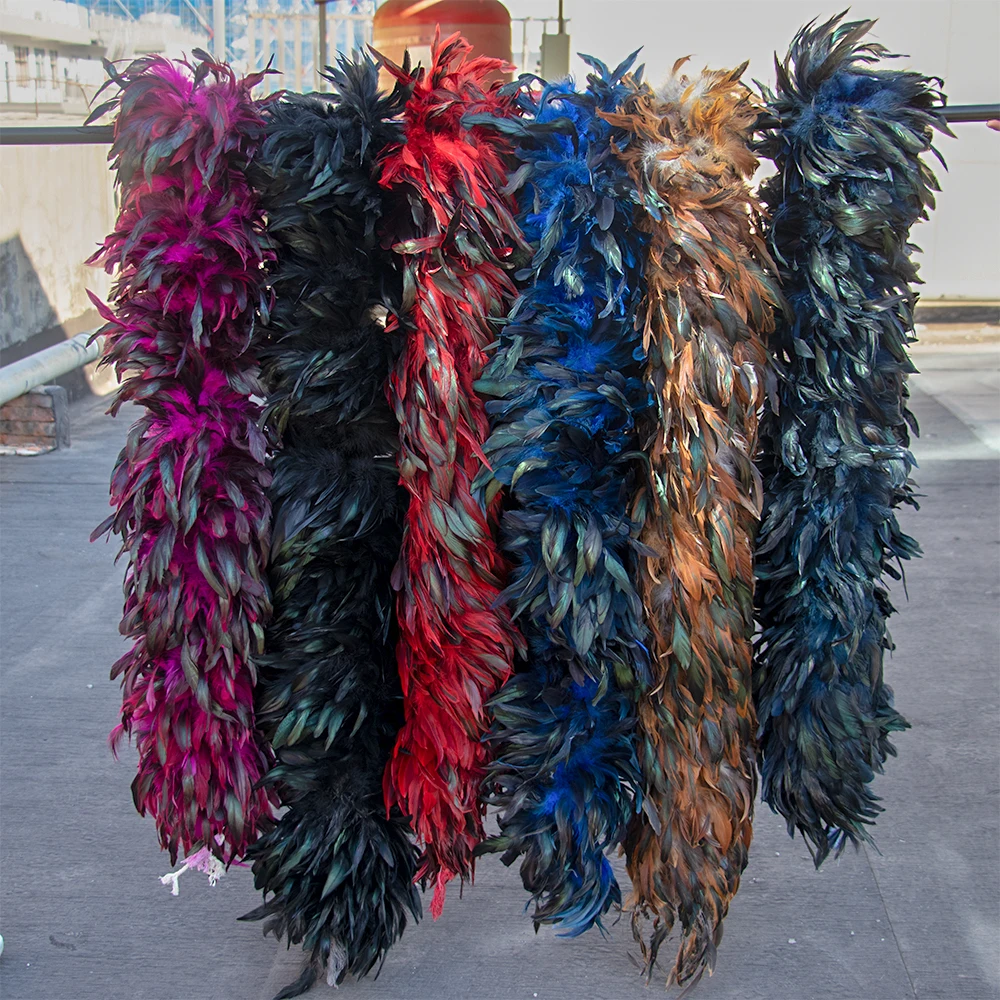 

2Meters Fluffy Rooster Feather Boa Trim Scarf Clothes Boas Cock Feathers 5-8inch Crafts Wedding Decoration Accessoires Mariage