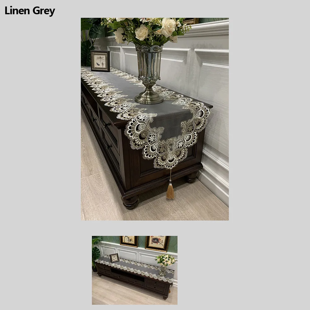 Oval Lace Table for runner Embroidered for tv Cabinet Tablecloth Pendant Tassel Dresser Lace Pendant Tassel Dresser Table Dust