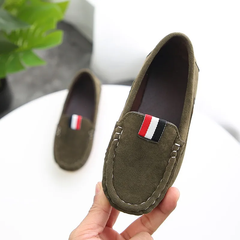 Spring Boy's Loafers Sewing Slip-on Suede Chic Kid's Flat Shoe Solid Colors Anti-slip Soft Daily Versatile Children Shoes 7-12Y