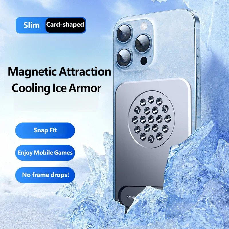 Aluminum Cooling Stand with Hidden Kickstand & Heat Sink for iPhone MagSafe 17 16 15 14 13 12 Pro Max Samsung Huawei OPPO