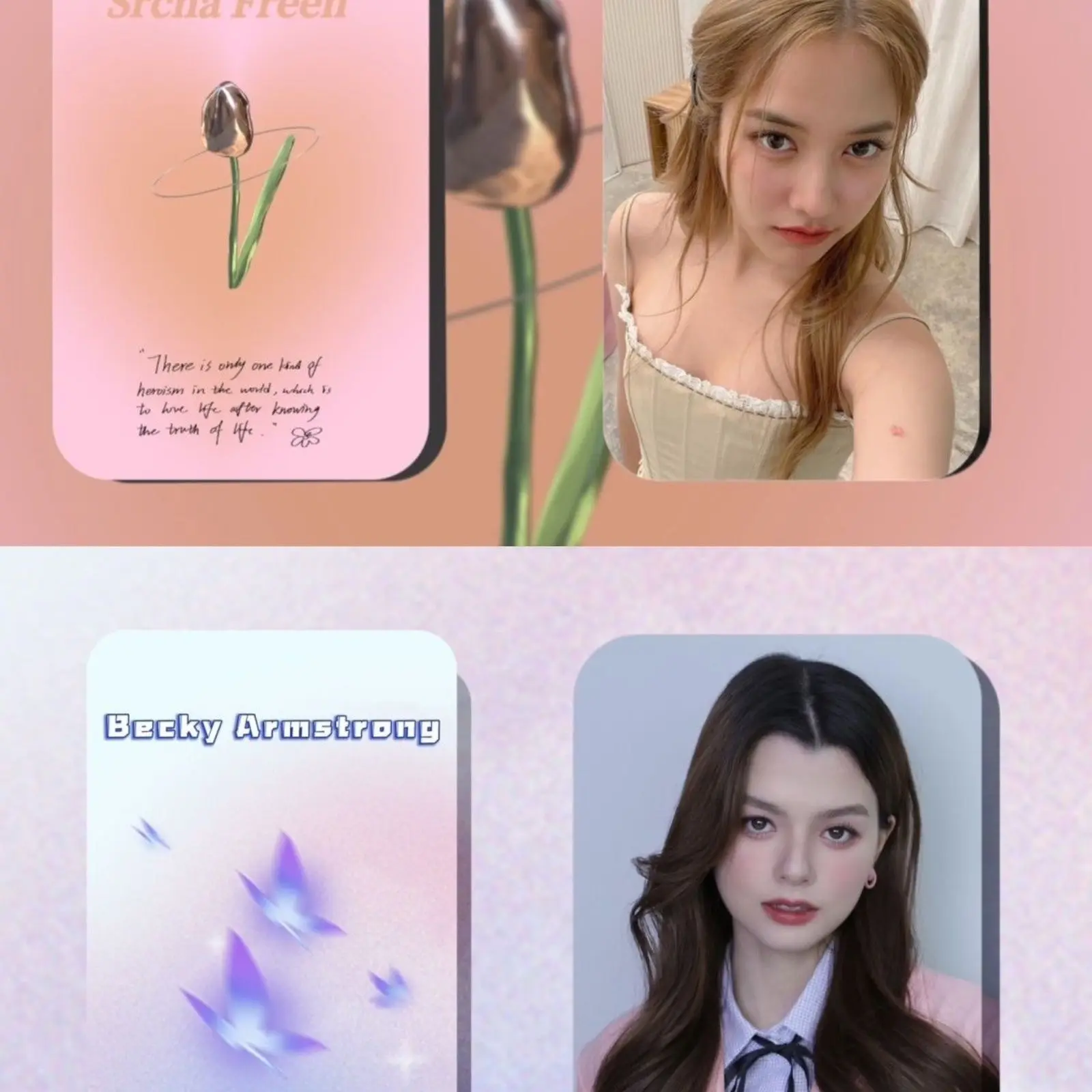 New FreenBecky Pink Theory Laser Small card Photos Star Peripheral Gift Photos Pb Postcard Freen Becky Mami Honey Fans