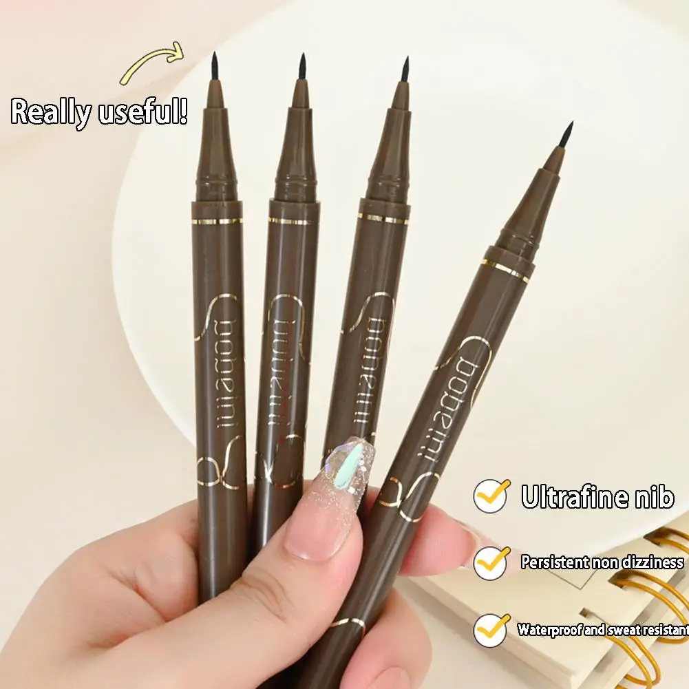 Waterproof Quick Dry Liquid Eyeliner Pen Ultra-fine Matte Black Brown Lasting Lying Silkworm Eyeliner Pencil Beauty Eyes Makeup