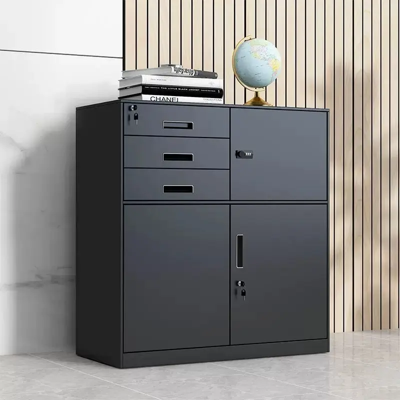 Iron file cabinet office low  locker with lock small under table drawer file data storage side