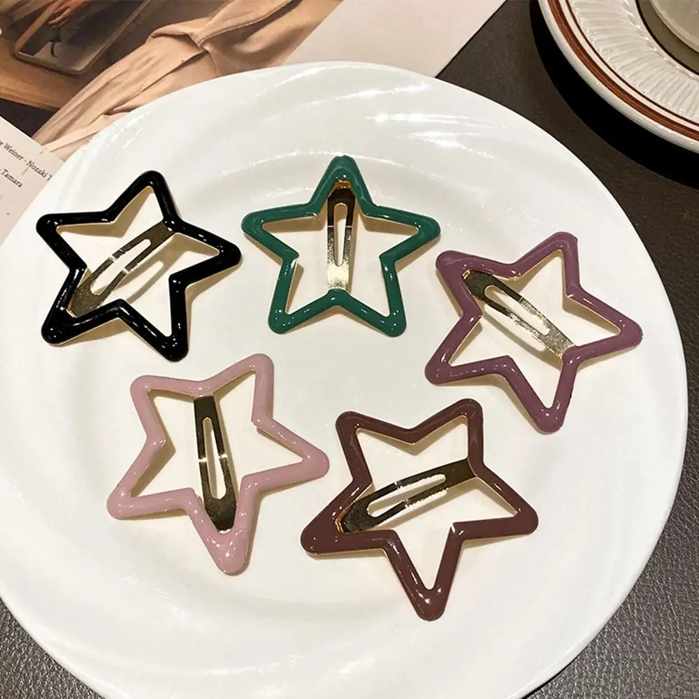 Creative Pentagonal Star Star BB Hair Clip Hollow Metal Side Barrettes Headwear Colorful Y2k Hairpin Girls