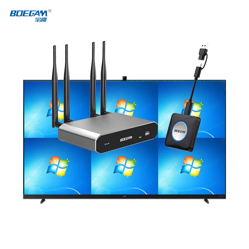 Multi-Screen 4K Wireless Display Receiver With USB C&A Dongle Supports 64 Devices Connection For Collaboration And Brainstorming