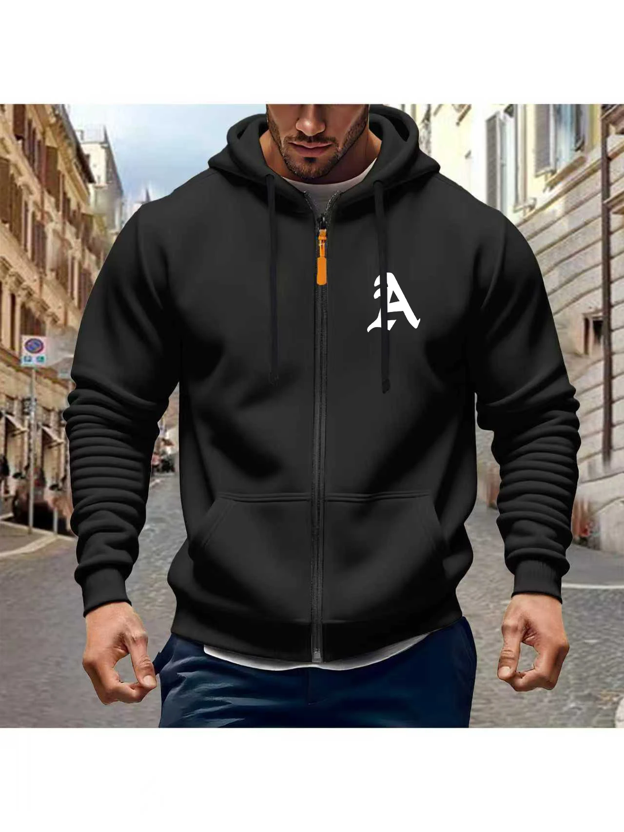 جديد الرجال نسيج سميك مقنعين سستة البلوز عارضة الخريف الشتاء الشارع الشهير مريحة البلوز مع جيب هوديي