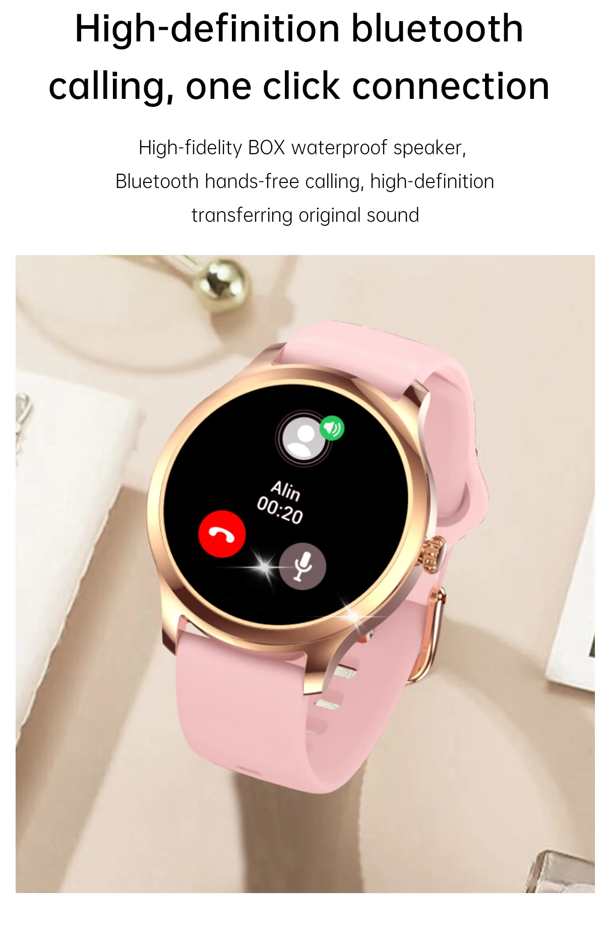 YPAY LW92 HD Bluetooth Talk Smartwatch Women\'s Health Monitor Waterproof Sport Smartwatch Voice Assistant Women\'s Smartwatch