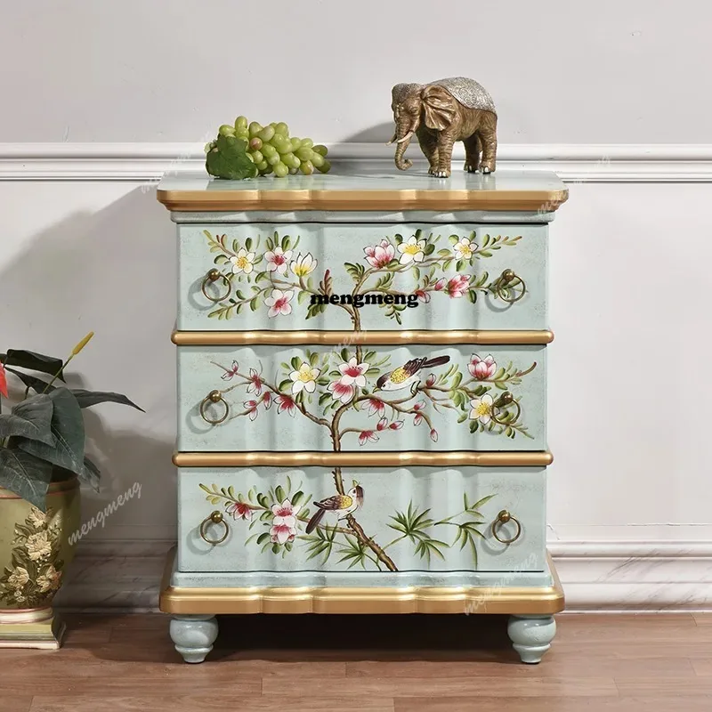 

Classic Green Wooden Nightstands Large European Organizer Bedroom Nightstands Space Saving Wood Table De Nuit Furniture Bedroom