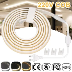 220V COB LED Neon Strip Light 288LEDs/m High Density Flexible Waterproof RA90 25M EU Plug 3000k 4000k 6000k For Bedroom Kitchen