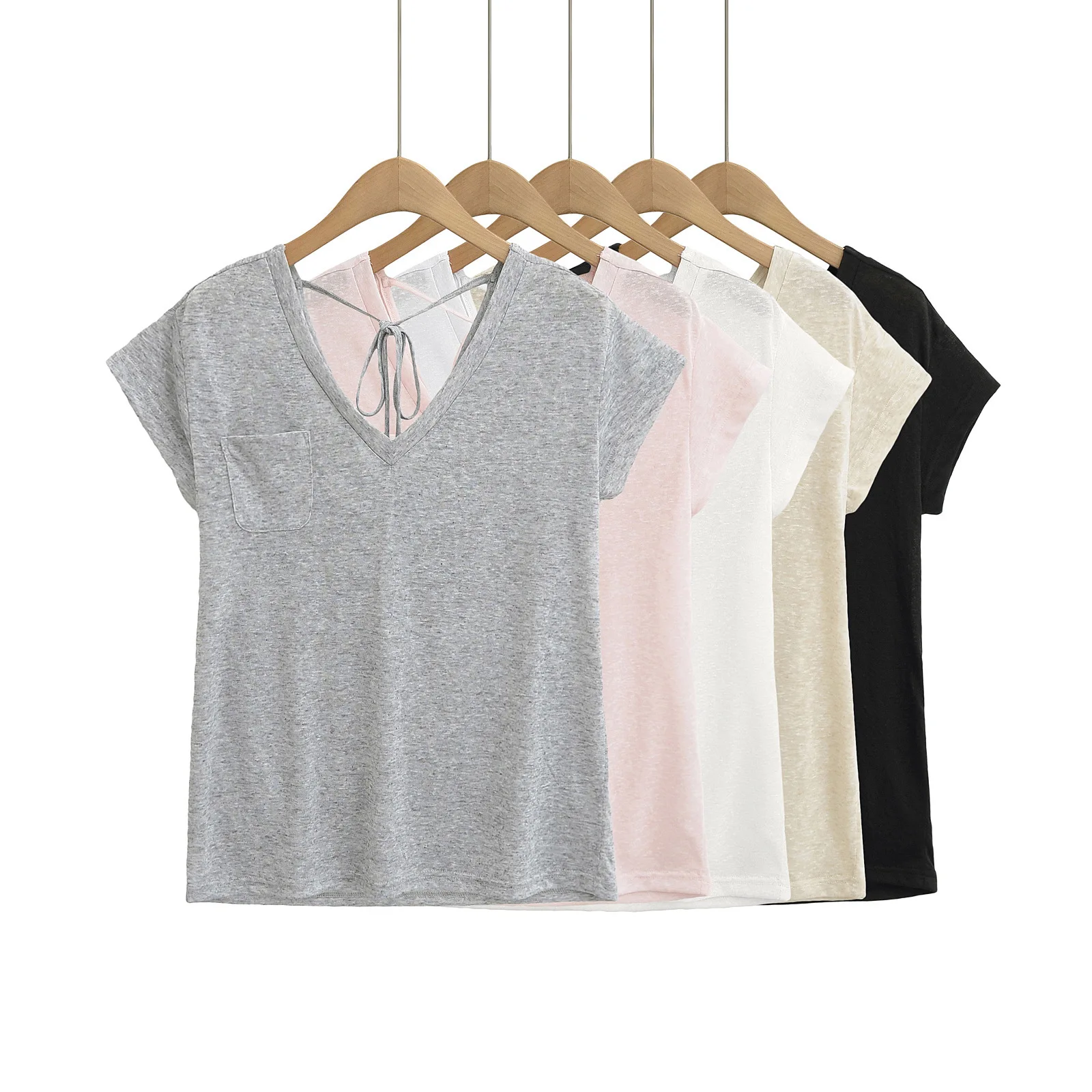 Korean-style pure desire V-neck semi-transparent snowflake cotton spicy girl short-sleeve T-shirt for women new summer loose 76