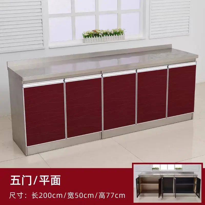 Stainless Steel Waterproof Kitchen Cabinets Household Furniture Rental House Kitchen Cabinet Kitchen Storage Sink Stove Cabinet