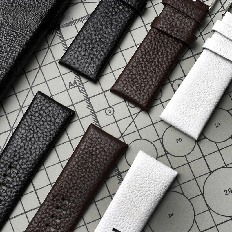 Genuine Leather Watch Strap for Diesel Male Dz4323 1657 4318 Litchi Pattern Waterproof Sweat-Proof Watchband 24 26mm Wrist Strap