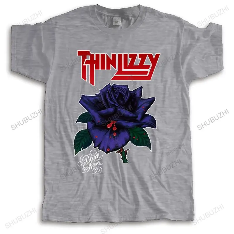 Men crew neck tshirt cotton brand tee-shirt black Thin Lizzy Black Rose male summer t-shirt loose style cool teeshirt plus size