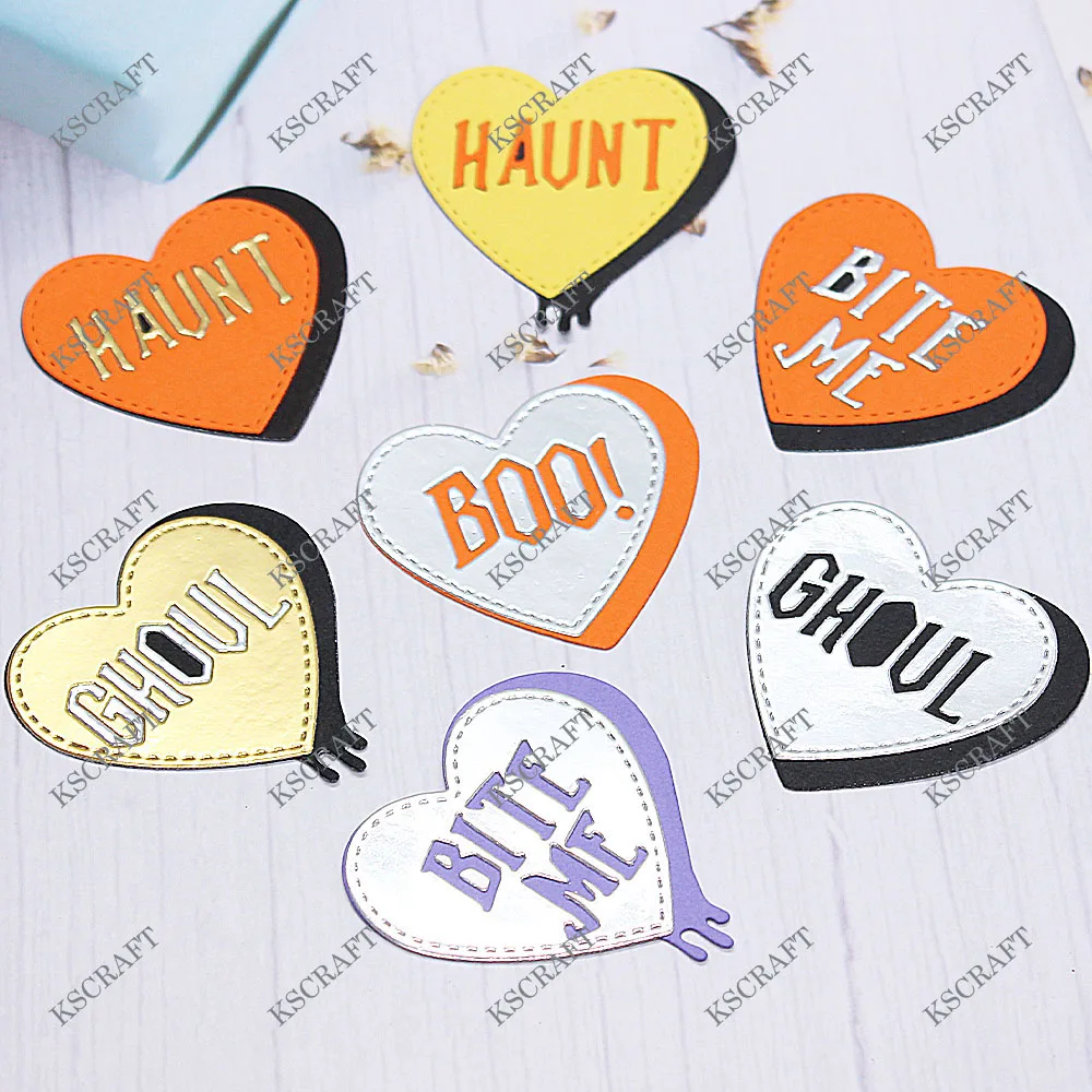 KSCRAFT Halloween Conversation Hearts Cutting Dies Stencils for DIY Scrapbooking Decorative Embossing DIY Paper Cards