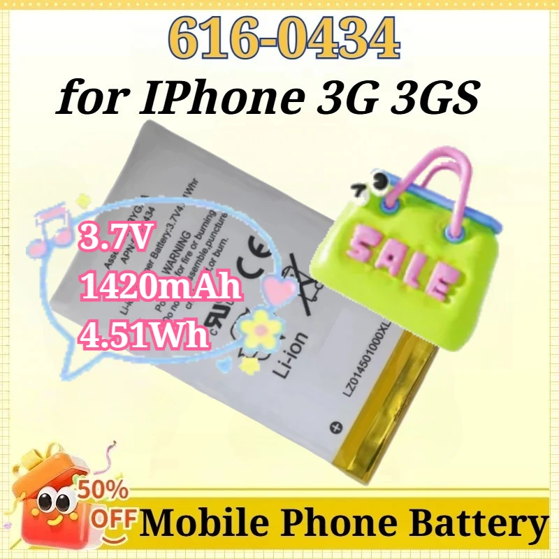 

New 3.7V 1420mAh 4.51Wh Mobile Phone Battery Replacement for IPhone 3G 3GS 616-0434 Rechargeable Battery With Free Tools