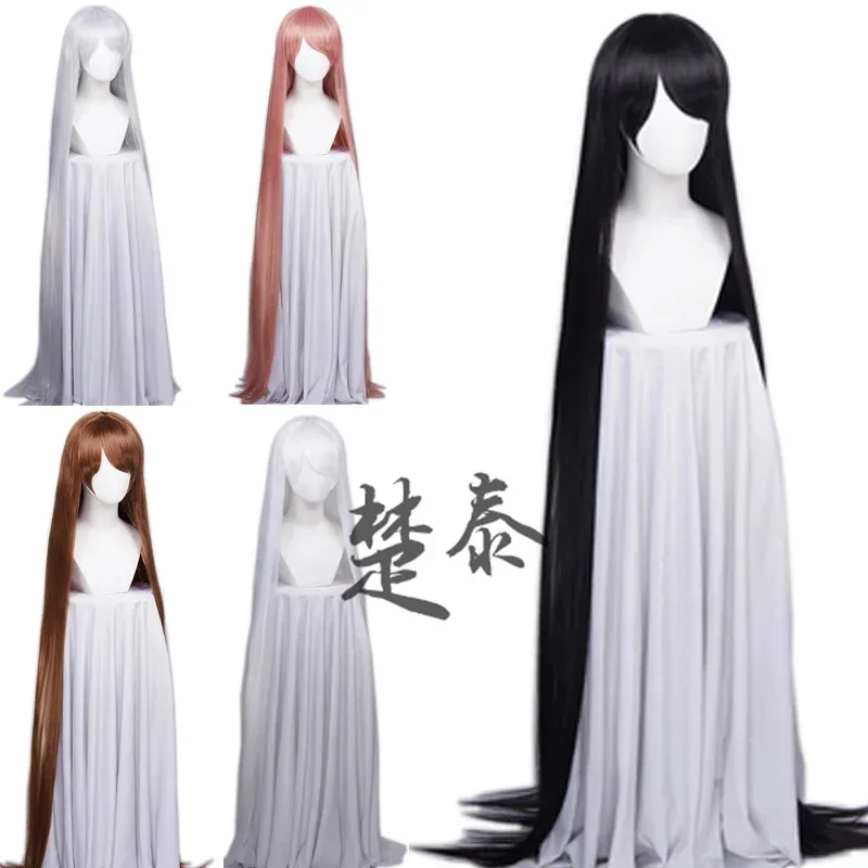 

60inch 150cm Long Women Cosplay Wigs 5 Colors Straight Black White Silver Grey Brown Pink Synthetic Hair Halloween Party Role