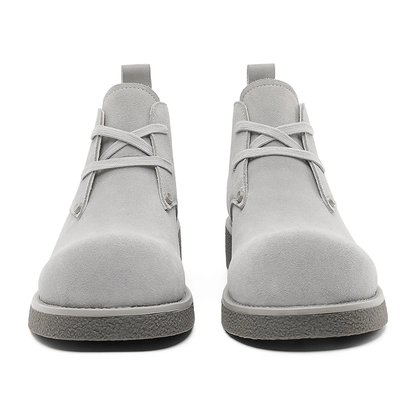 European American Style Men Frosted Big Head High Cut Thick Soled Work Boots Exquisite Anti Slip Height Increasing Commuting