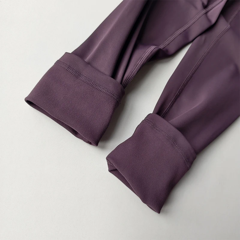 سروال نسائي للتمرين مبطن بالصوف، سروال حراري عالي الخصر بدون درزات أمامية للجري في اليوجا في الشتاء #6