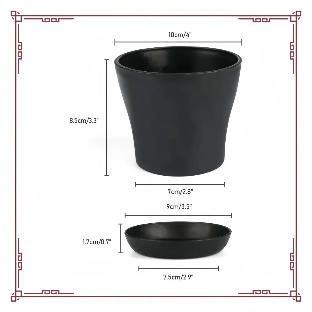 

4 Inch 16 Pack Black Plastic Plant Pots with Drainage Holes & Trays for Succulents, Seedlings, Indoor Gardening