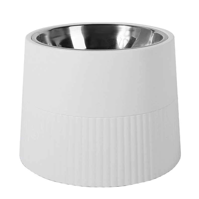 Elevated Dog Bowl, Raised Dog Feeder With Removable Stainless Steel Food And Water Bowl, Non-Skid Dog Dish White 18 X 13Cm