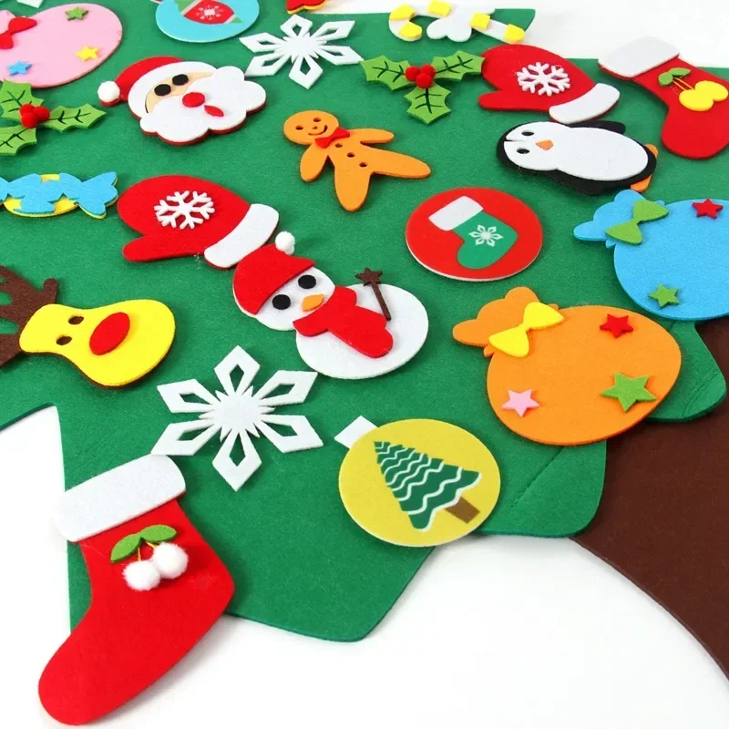 Árbol de Navidad de fieltro DIY de 4 estilos, tablero ocupado para niños pequeños, regalo de árbol de Navidad, juguete Montessori para bebé, decoraciones de adorno de pared para puerta de bebé