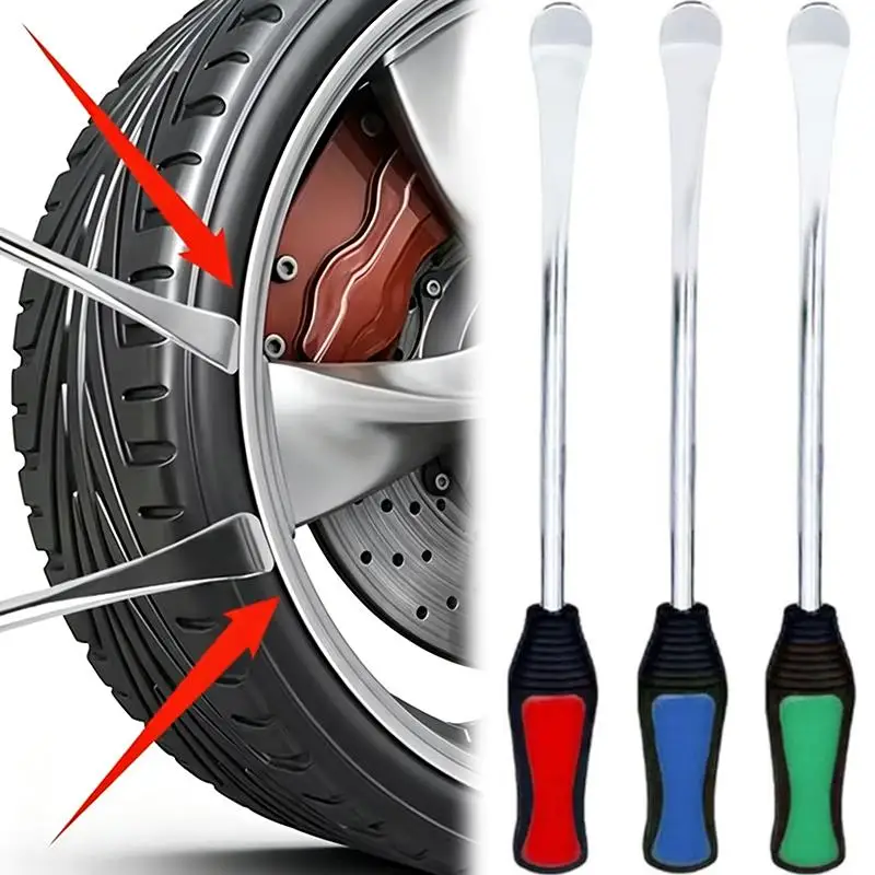 Motorcycle Tire Spoon Iron Lever Bar Kit 3pcs Set with Rim Protectors for Fast Manual Tire Changing Mechanic Garage