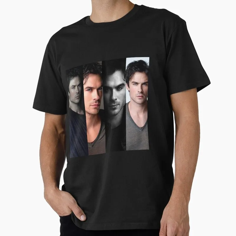 ian somerhalder Retro The Vampire Diaries Graphic T‑Shirt TV Show Fan Gift Unisex Y2K Streetwear Short Sleeve Casual Tee Tops