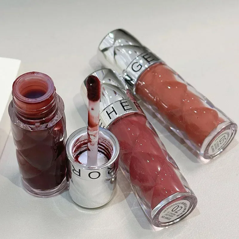 Lucidalabbra a specchio nudo Trasparente idratante Acqua idratante Vetro leggero Gelatina Smalto per labbra carnoso Olio Rossetto Tinta Trucco cosmetico