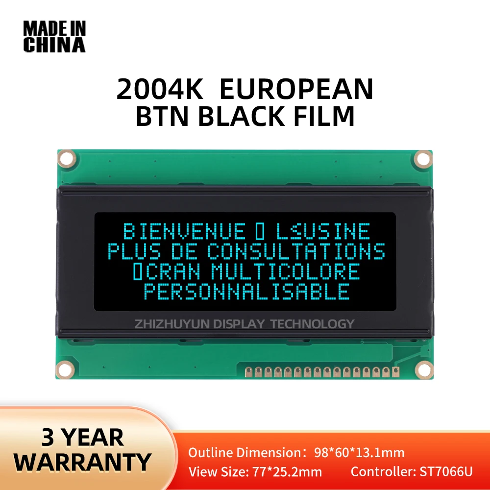 

2004K EUROPEAN Character LCD Screen BTN Black Film Ice Blue LCD2004 Used for Arduino LCD Display