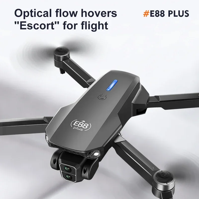 Novo drone quadricóptero E88 Plus: 90 °   Câmera elétrica ajustável, motor sem escova, brinquedo de posicionamento de fluxo óptico
