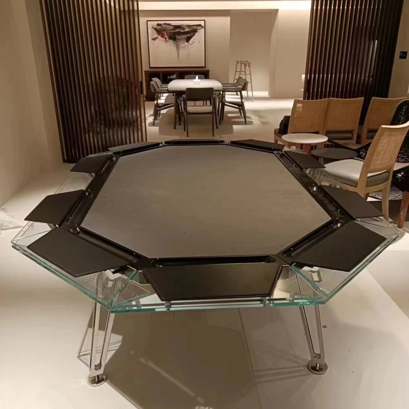 Glass crystal table, high-end chess and card table