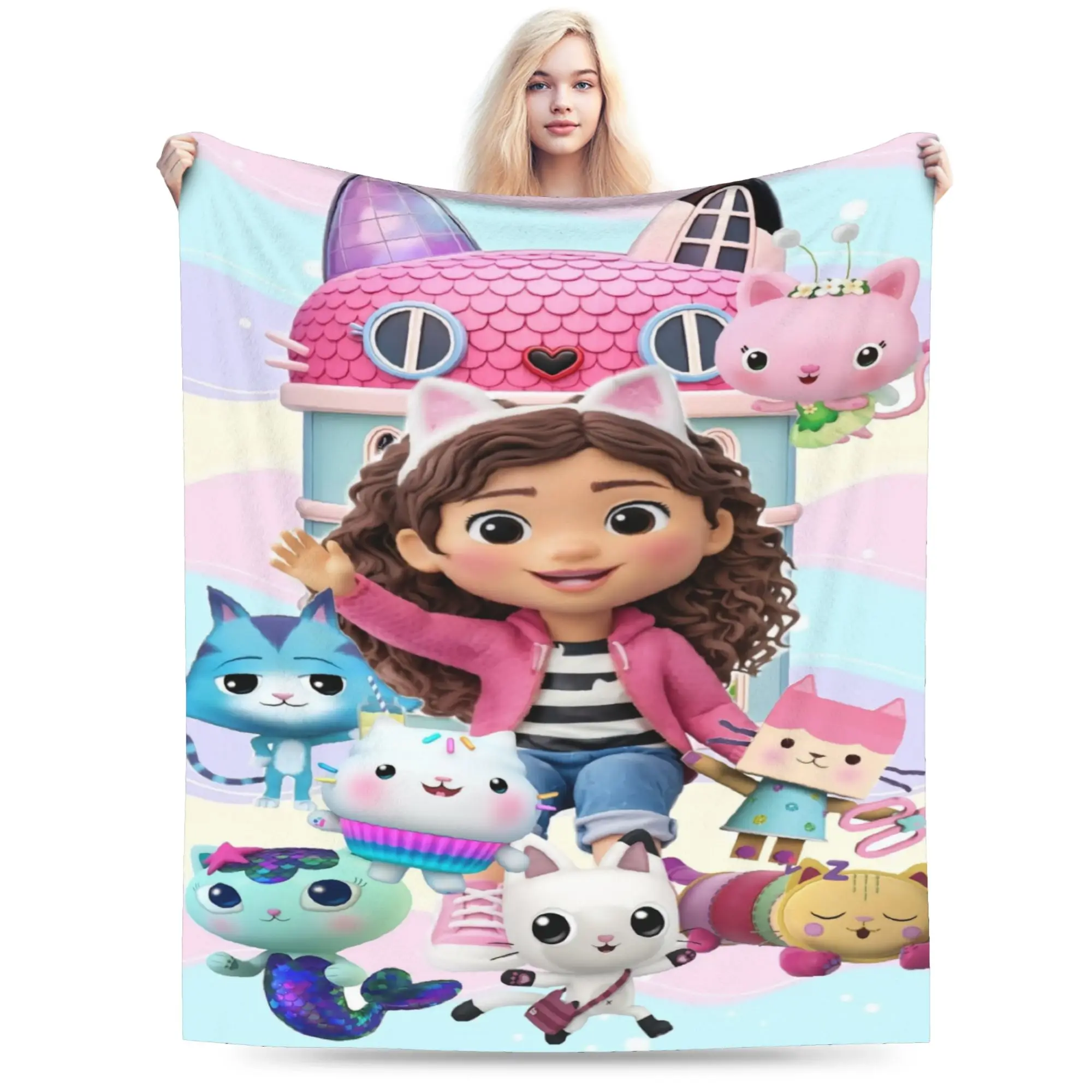 Gabbysed dollhouses Blanket  Warm Soft Funny Plush Throw Blanket For Boy Girl Outdoor Flannel Bedspread Bed Cover