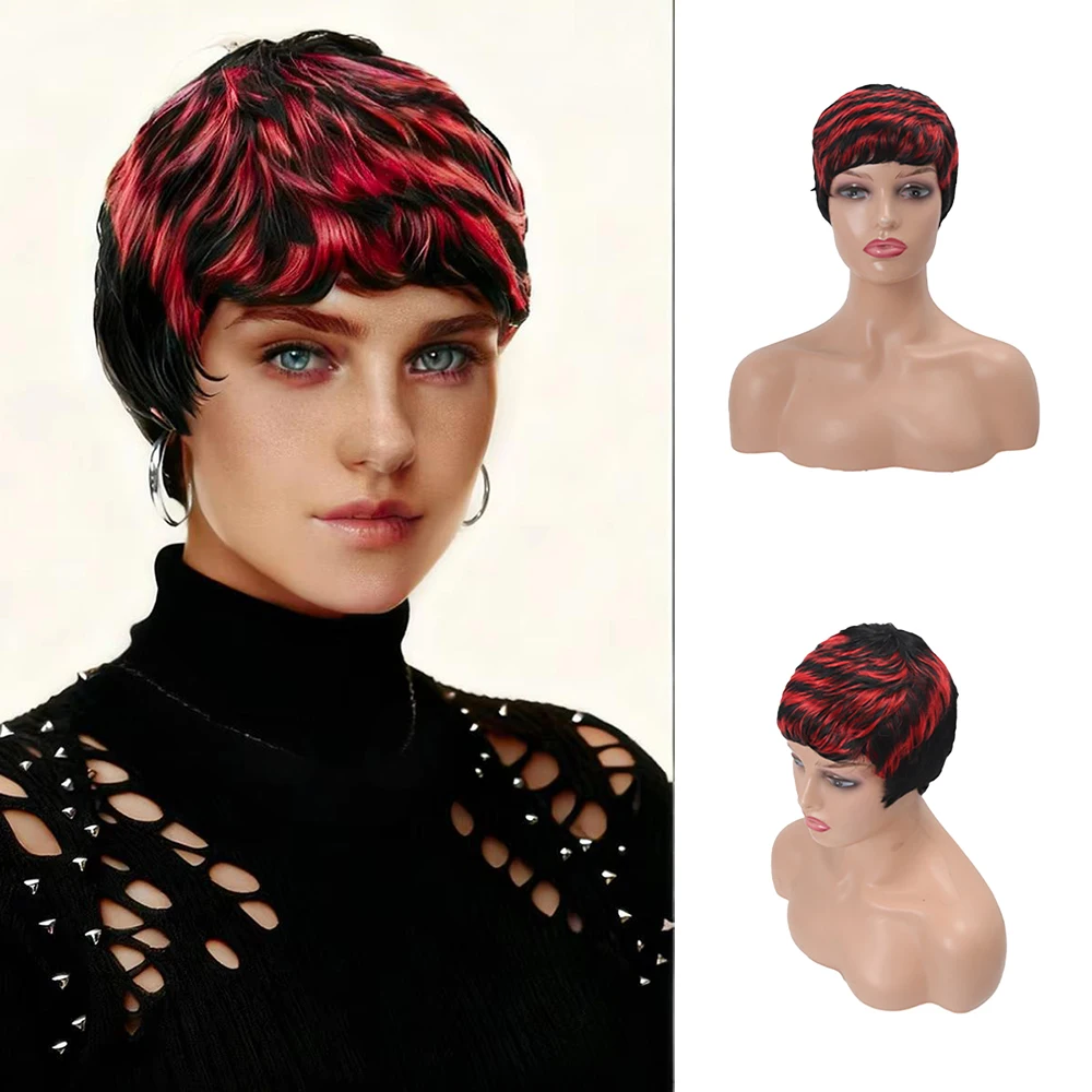 High-Quality Pixie Cut Synthetic Short Hair With Bangs Is A Natural And Heat-Resistant Wig Suitable For Women'S Daily Parties