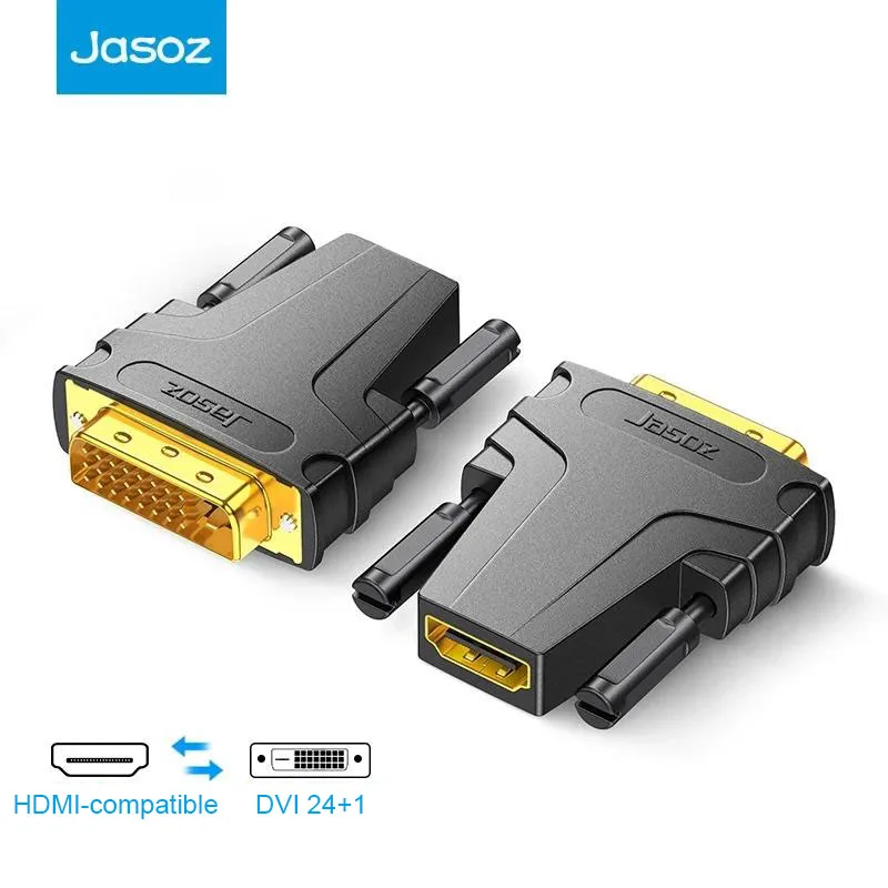 Jasoz DVI to HDMI Adapter Bi-Directional HDMI  Female to DVI-D 24+1 Male Cable Converter for HDTV Projector PS4 TV Box Monitor