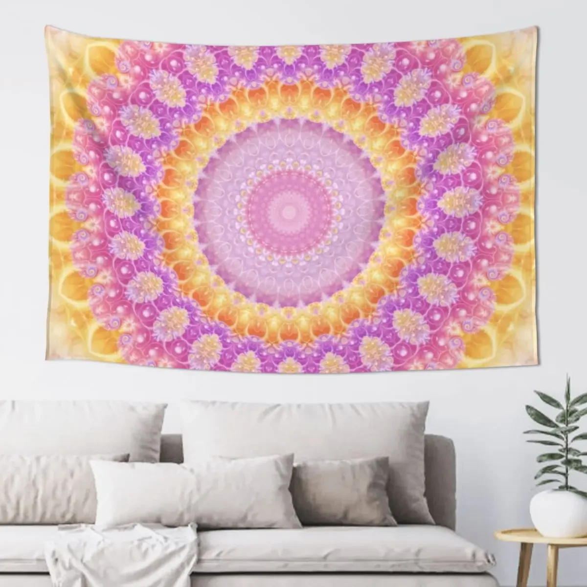 

Mandala of Summer in Pink, Orange, and Purple Tapestry On The Wall Room Decore Aesthetic Tapestry