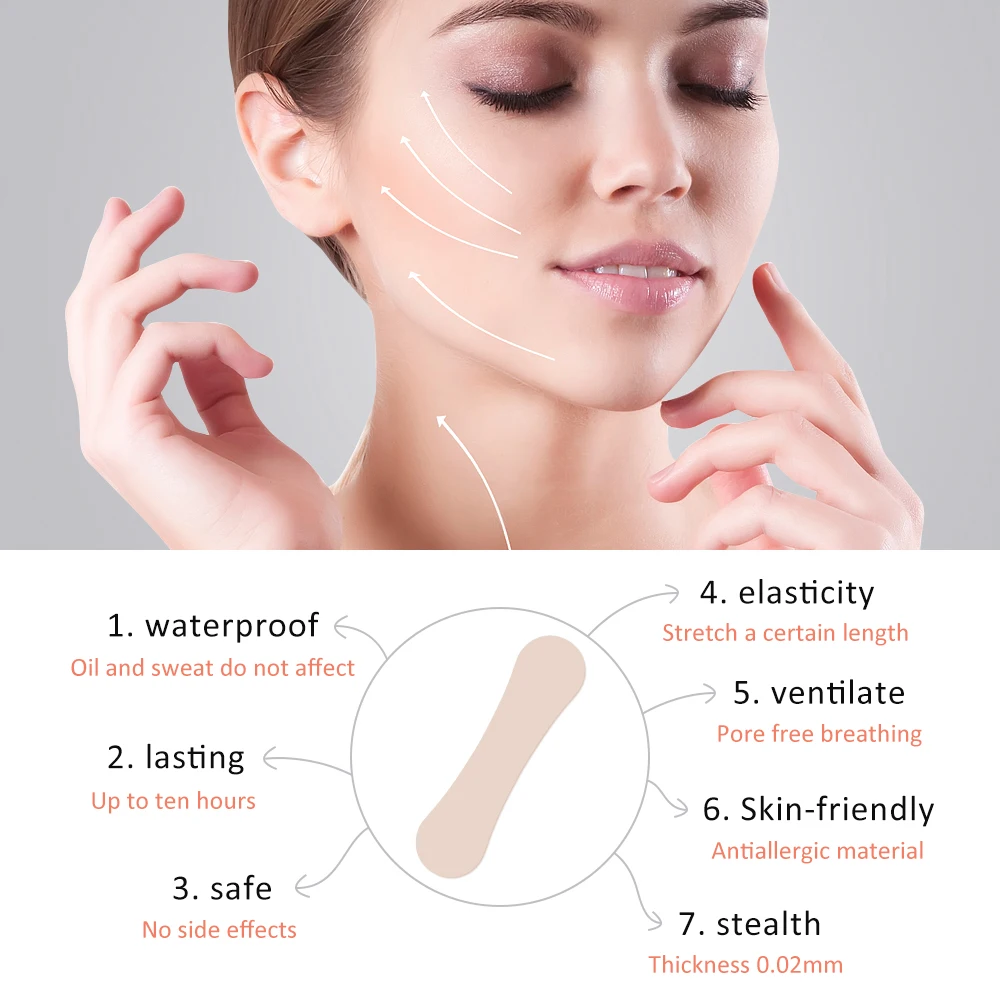100/200 قطعة الوجه التجاعيد رفع التصحيح رقيقة الوجه ملصق المضادة للتجاعيد شد الوجه الشريط غير مرئية إزالة الفرقة Vface الأشرطة الوجه #2