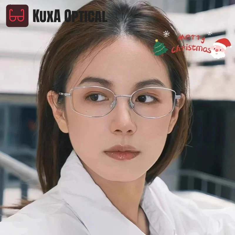 

KUXA 2025 New Fashion Pure Titanium Metal Glasses Frame Women Lightweight Optical Ladies Myopia Goggles Frames