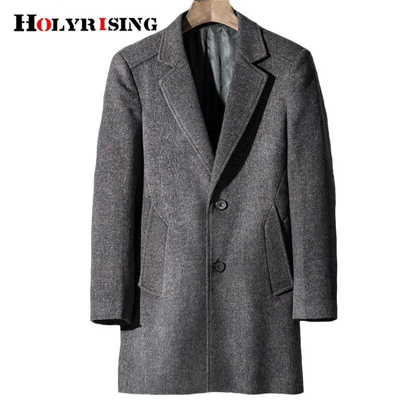 Holyrising Men 30% wool coat Brand Winter Clothing Turn-down Collar men Cashmere Jacket Wool Blend Pea Coat 3 color 18506-5