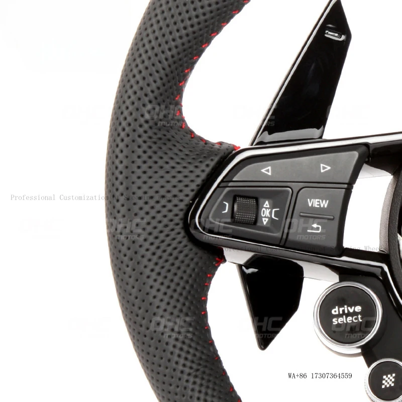 Suitable for all Audi R8 series, perforated leather + smooth leather car modification steering wheel assembly