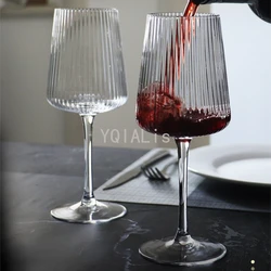 Vertical Pattern 200-550ml Lead-Free Crystal Glass Goblet Red Wine Champagne Whiskey Cup Juice Dessert Bowl Fashion Drinkware