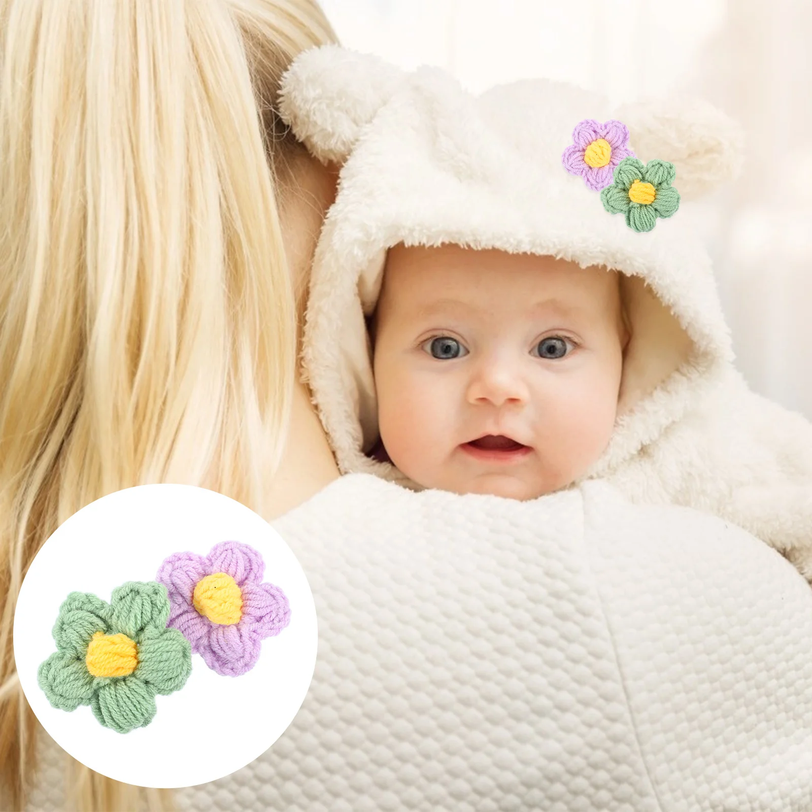 

12pcs Crocheted Floral Decor Diy Clothes Accessories Brooch Bag Phone Cover Woolen Yarn Flower Appliques Manual Garment