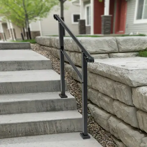 Handrails for Outdoor, Staircase Handrail, 3-Step Handrail , 1mm Thick Tube, Reinforced Bar, Easy Install for Indoor or Outdoor