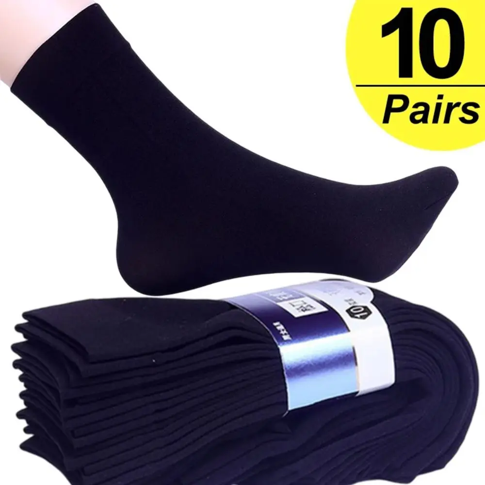 10 Paar Herren-Socken aus Eisseide, Sommer, Frühling, ultradünne Socken, solide Business-Socken, atmungsaktive weiche Socken, Knöchelsocken aus Bambusfaser